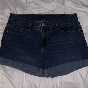 Dark wash denim shorts